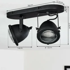 Plafonnier Glostrup Noir, 2 lumières