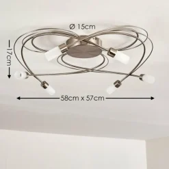 Plafonnier Gordola LED Acier brossé, 6 lumières