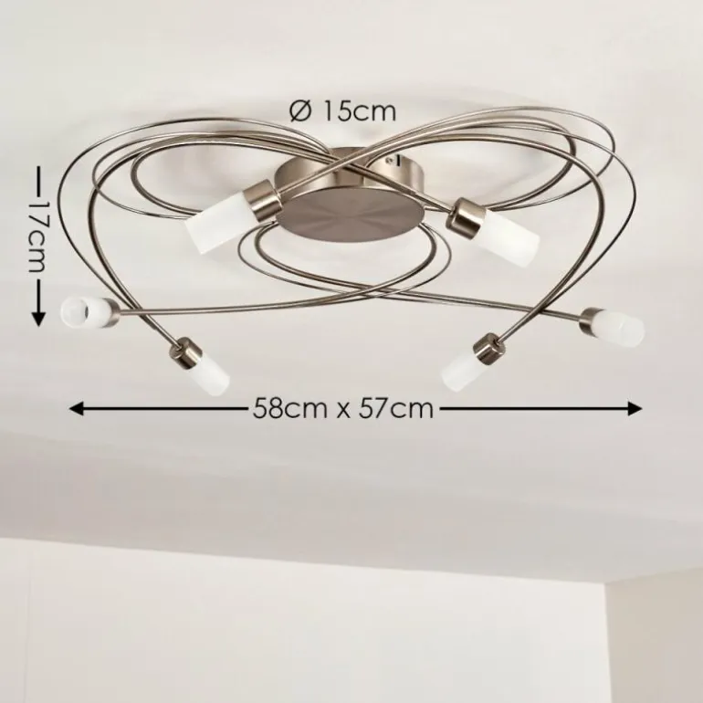 Plafonnier Gordola LED Acier brossé, 6 lumières