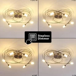 Plafonnier Gordola LED Acier brossé, 6 lumières
