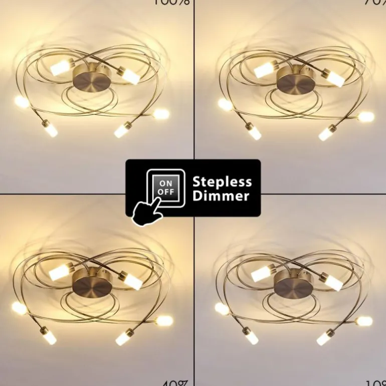 Plafonnier Gordola LED Acier brossé, 6 lumières