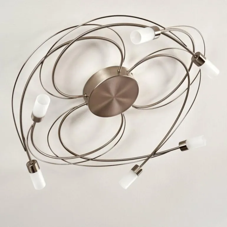 Plafonnier Gordola LED Acier brossé, 6 lumières