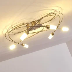 Plafonnier Gordola LED Acier brossé, 6 lumières