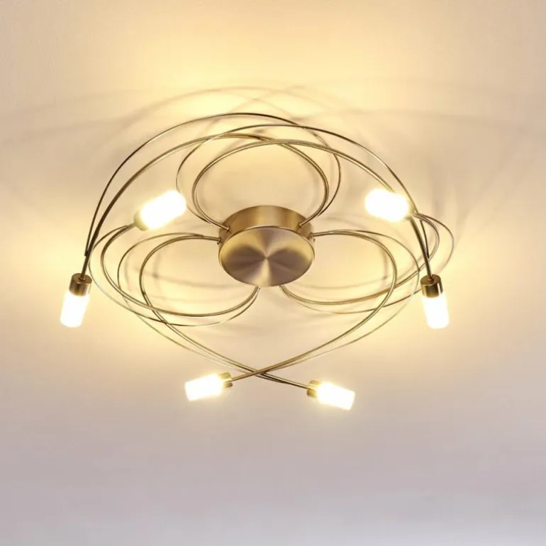 Plafonnier Gordola LED Acier brossé, 6 lumières