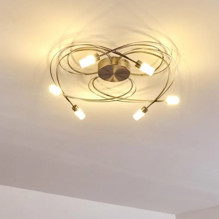 Plafonnier Gordola LED Acier brossé, 6 lumières