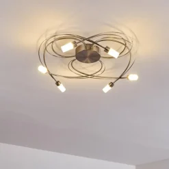 Plafonnier Gordola LED Acier brossé, 6 lumières