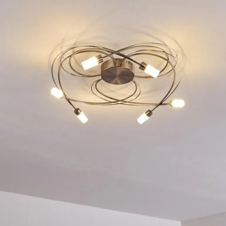 Plafonnier Gordola LED Acier brossé, 6 lumières