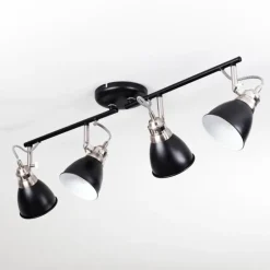 Plafonnier Gralingen Nickel mat, Noir, 4 lumières
