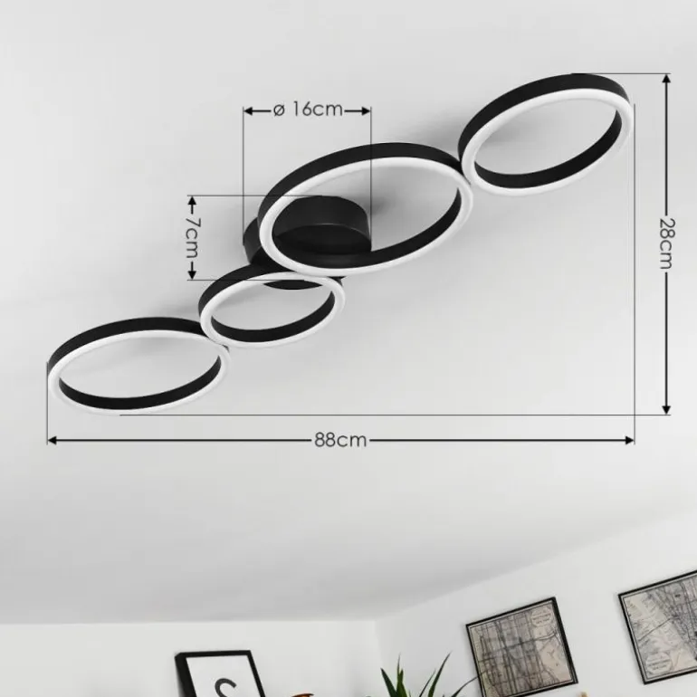 Plafonnier Grasse LED Noir, 1 lumière