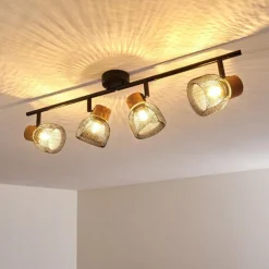 Plafonnier Grongroft Brun, Noir, 4 lumières