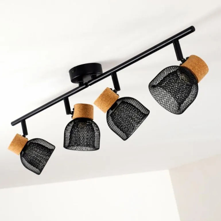 Plafonnier Grongroft Brun, Noir, 4 lumières