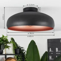 Plafonnier Guayo Noir, 1 lumière