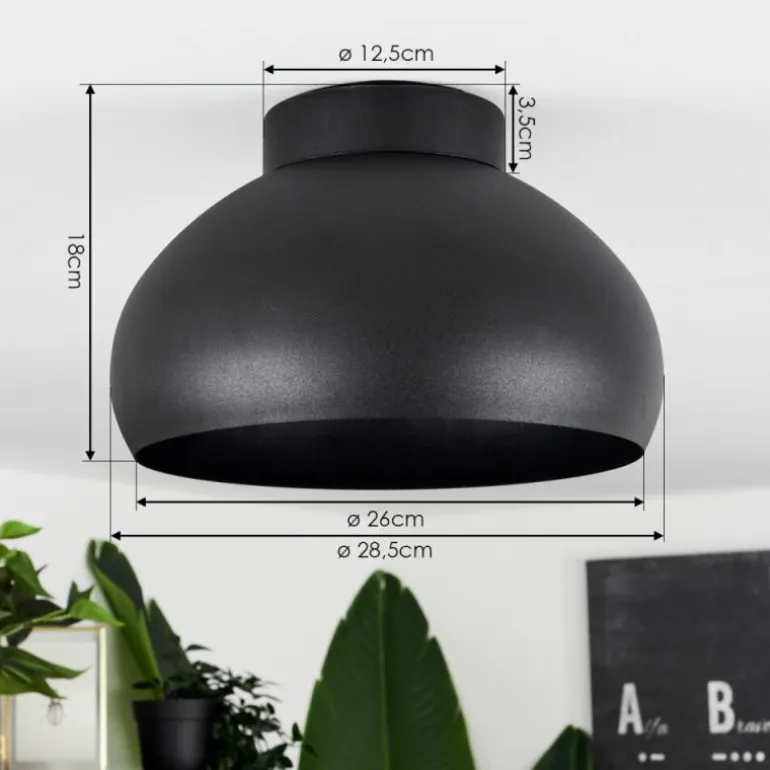 Plafonnier Guayo Noir, 1 lumière