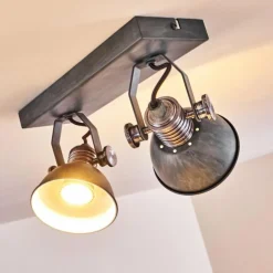 Plafonnier Gudo Gris, Argenté, 2 lumières