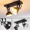 Plafonnier Gudo Noir, Argenté, 2 lumières