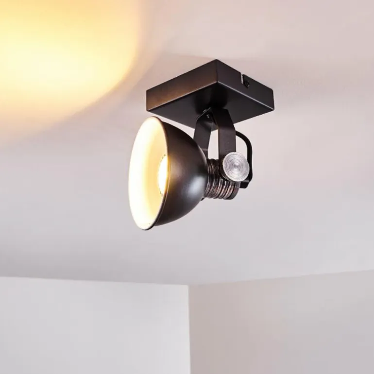 Plafonnier Gudo Noir, Argenté, 1 lumière