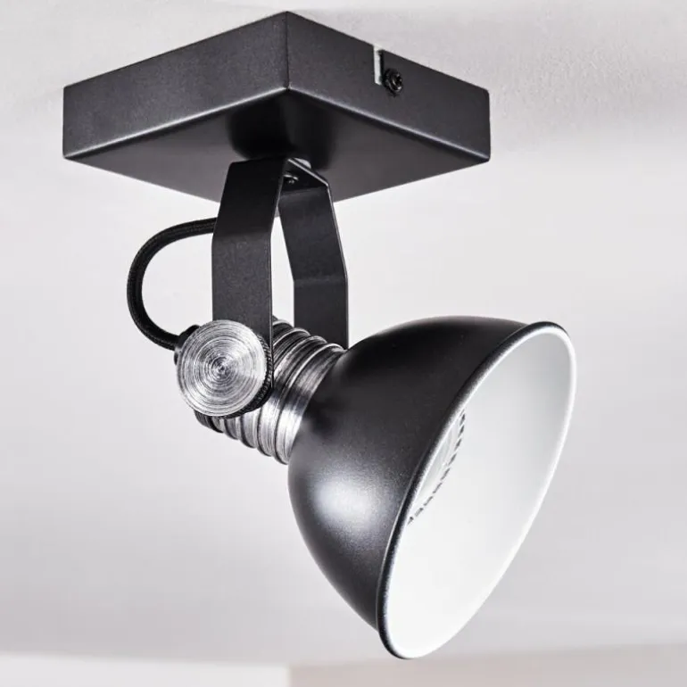 Plafonnier Gudo Noir, Argenté, 1 lumière