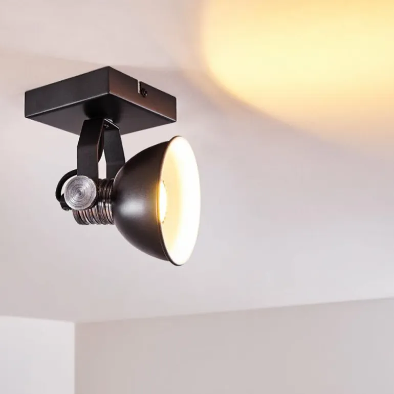 Plafonnier Gudo Noir, Argenté, 1 lumière