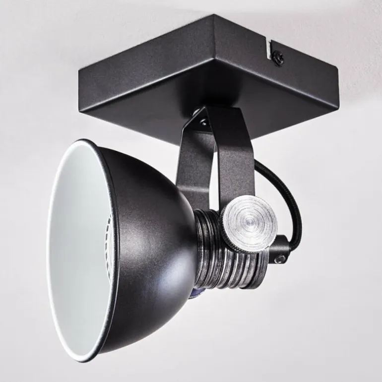 Plafonnier Gudo Noir, Argenté, 1 lumière