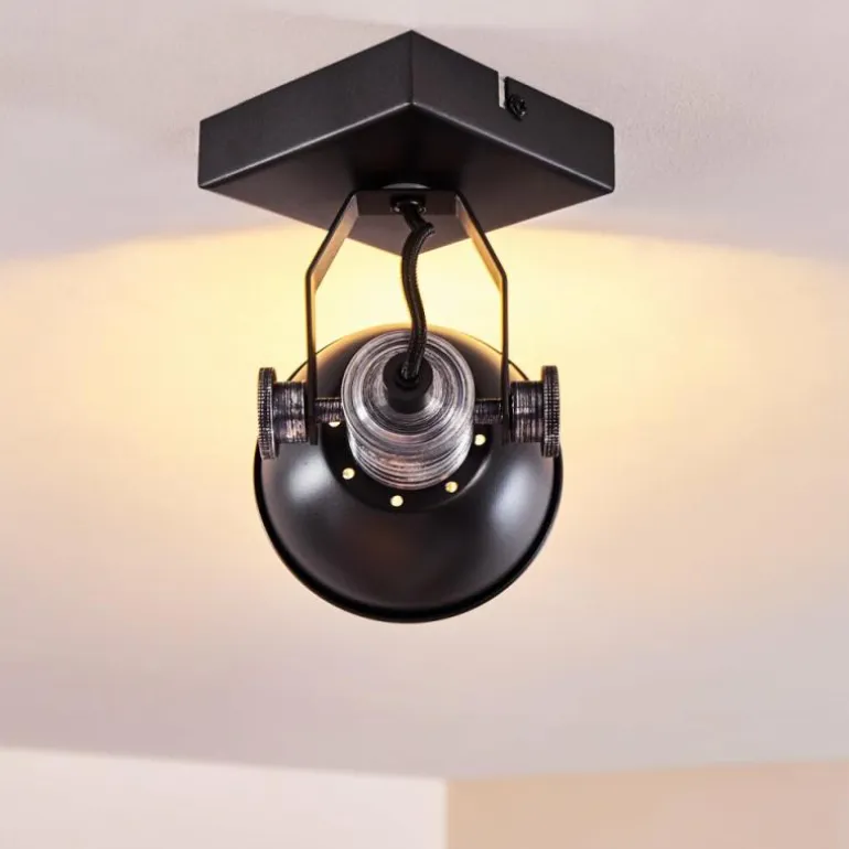 Plafonnier Gudo Noir, Argenté, 1 lumière