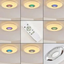 Plafonnier Haderup LED Chrome, Blanc, 1 lumière, Télécommandes, Changeur de couleurs