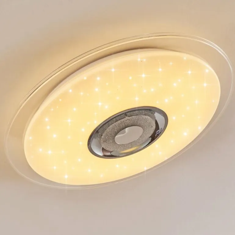 Plafonnier Haderup LED Chrome, Blanc, 1 lumière, Télécommandes, Changeur de couleurs