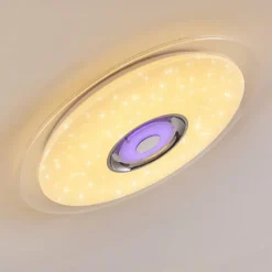 Plafonnier Haderup LED Chrome, Blanc, 1 lumière, Télécommandes