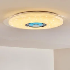 Plafonnier Haderup LED Chrome, Blanc, 1 lumière, Télécommandes