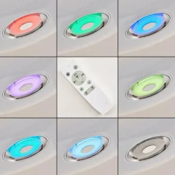 Plafonnier Haderup LED Chrome, Blanc, 1 lumière, Télécommandes