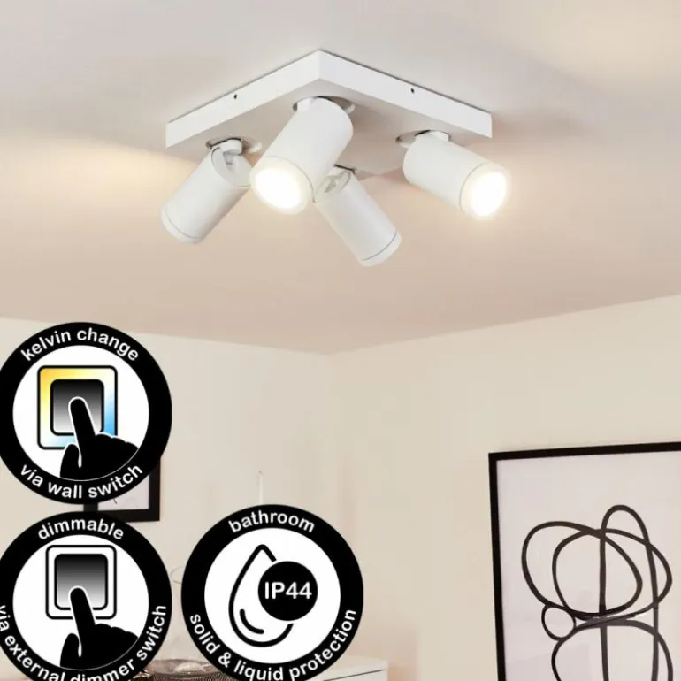 Plafonnier Hakamken Blanc, 4 lumières