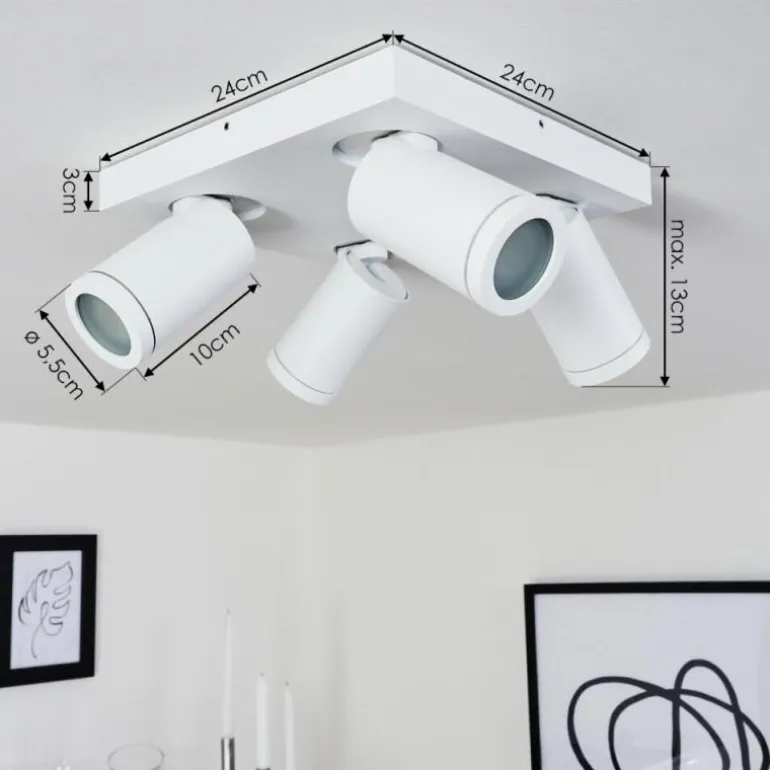 Plafonnier Hakamken Blanc, 4 lumières