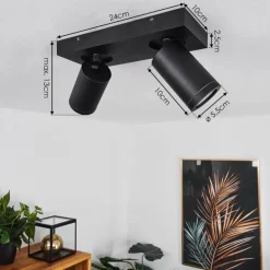 Plafonnier Hakamken LED Noir, 2 lumières