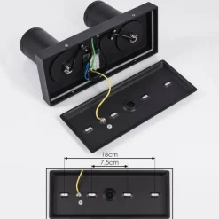 Plafonnier Hakamken LED Noir, 2 lumières