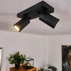 Plafonnier Hakamken LED Noir, 2 lumières