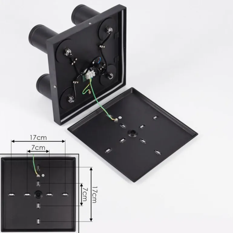 Plafonnier Hakamken LED Noir, 4 lumières