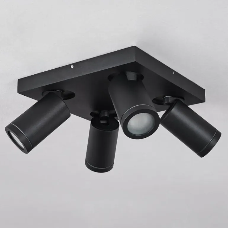 Plafonnier Hakamken LED Noir, 4 lumières