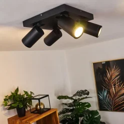 Plafonnier Hakamken LED Noir, 4 lumières