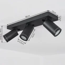 Plafonnier Hakamken Noir, 3 lumières