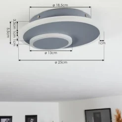 Plafonnier Harea LED Gris, 1 lumière