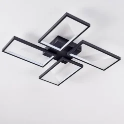 Plafonnier Haya LED Noir, 4 lumières