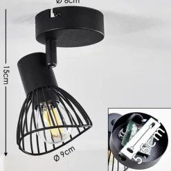 Plafonnier Holbol Noir, 1 lumière