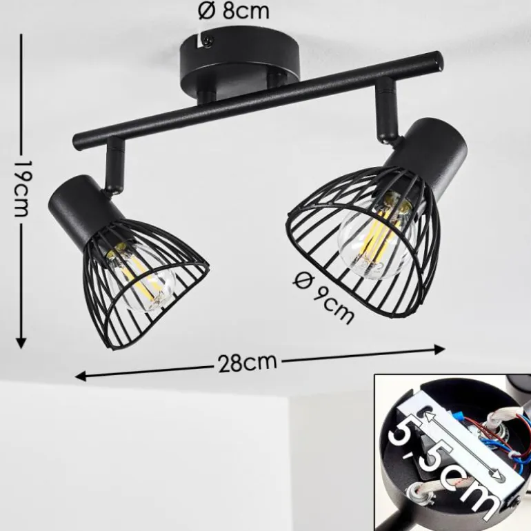 Plafonnier Holbol Noir, 2 lumières