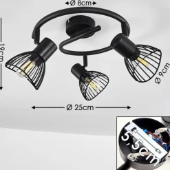 Plafonnier Holbol Noir, 3 lumières