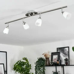 Plafonnier Holualoa LED Nickel mat, 4 lumières