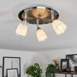 Plafonnier Holualoa LED Nickel mat, 3 lumières