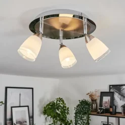 Plafonnier Holualoa LED Nickel mat, 3 lumières