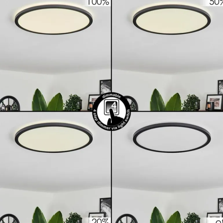 Plafonnier Hooper LED Noir, 1 lumière