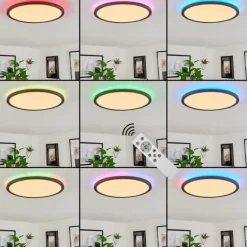 Plafonnier Hortinhas LED Noir, 1 lumière, Télécommandes, Changeur de couleurs