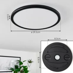 Plafonnier Hortinhas LED Noir, 1 lumière, Télécommandes, Changeur de couleurs