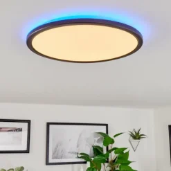 Plafonnier Hortinhas LED Noir, 1 lumière, Télécommandes, Changeur de couleurs